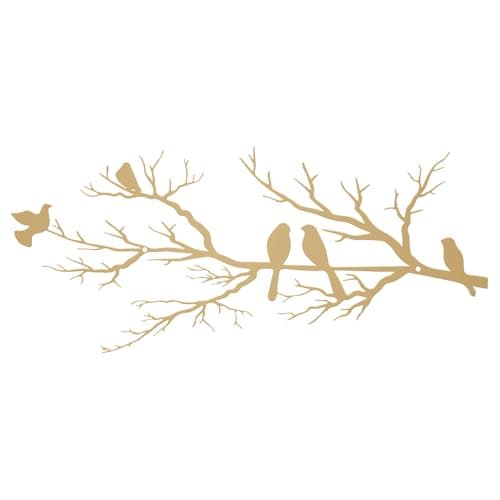 Image of ESTART Metal Birds Wall Art, Metal Vivid Birds on Branch Silhouette Wall Decor Gold Leaves with Bird Outdoor Hanging Wall Sculpture for Home Living room Bedroom Balcony Garden (Gold, Small)