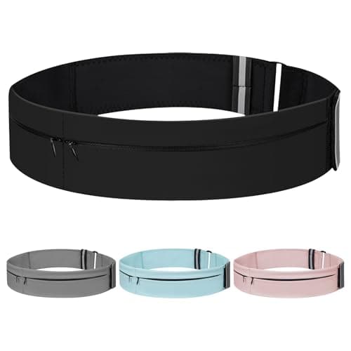 Image of Running Belt for Women and Men Lightweight Running Waist Belt with Water Bottle Pocket, Multi-Pocket Phone Holder Running Pouch (1, Black, Medium-23.6" - 33.5")