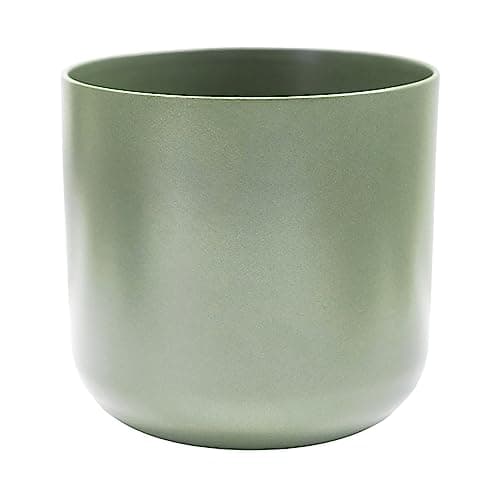 Image of Ivyline Lisbon Planter in Sage - Waterproof, Durable & Stylish - Contemporary Premium Glazed Decorative Indoor Ceramic Flower Pot - H20.5cm x D20.5cm