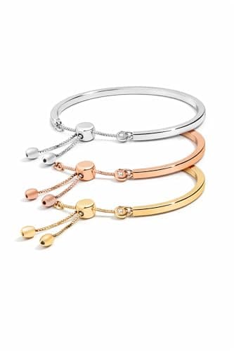Image of buckleylondon Piccadilly Trio Bracelet Set | Bolo Adjustable Gold tone, Silver tone & Rose Gold tone Bangle Bracelet Set for Women | Stackable Slider Bracelets with Star Charm