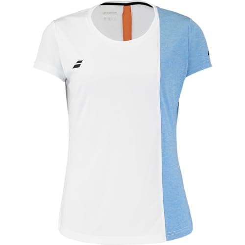 Image of Babolat, Play Cap Women's Short-Sleeved T-Shirt with Comfortable and Stretchy Material, Ideal for Sports and Leisure White/Blue