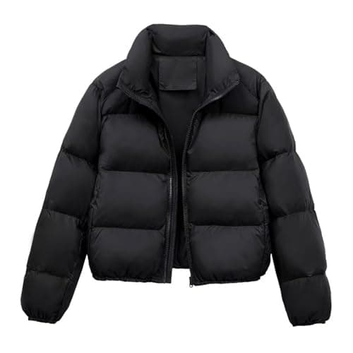 Image of CUTeFiorino Puff Parka Women's Lightweight Down Jacket Women's Teenager Quilted Jacket Girls Puffer Jacket Lapels Winter Ski Jacket with Pockets Winter Jacket, Black (black 5), S