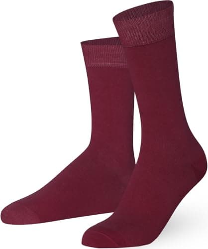 Image of Mysocks Finest Cotton Dress Socks for Men Women - Super Soft Breathable Plain Burgundy Crew Socks for Business Casual Looks Burgundy 7-11
