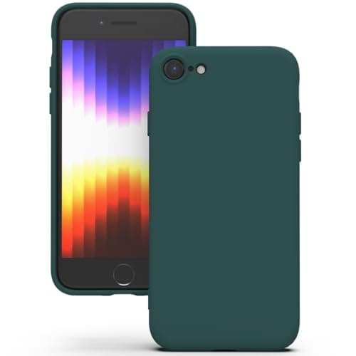 Image of YATWIN Silicone Case for iPhone SE 2020/2022, iPhone 8/7, Soft-Touch, Shockproof, DustProof, Antiskid Apple Phone Cover for iPhone SE 2nd 3rd Generation - Dark Green