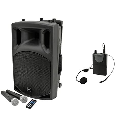 Image of QTX | QX12PA Complete Portable PA System | 2 x Wireless Microphones & Media player with USB/SD/FM & Headset Microphone for And Adastra Portable PA Units | Select Correct Frequency VHF 175.0MHz