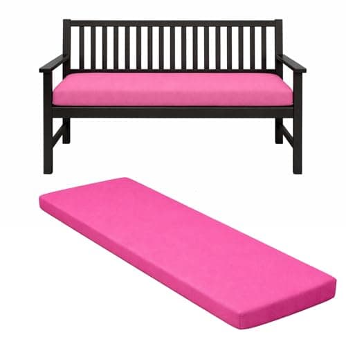 Image of Pinkfairy Outdoor Water-Resistant Bench Rattan Cushion Pad for Garden 2/3/4 Seater 108/143/170cm Thick Long Bench Chair Cushions Pad for Swing Patio (Pink, 2 Seater-108x45x6cm)