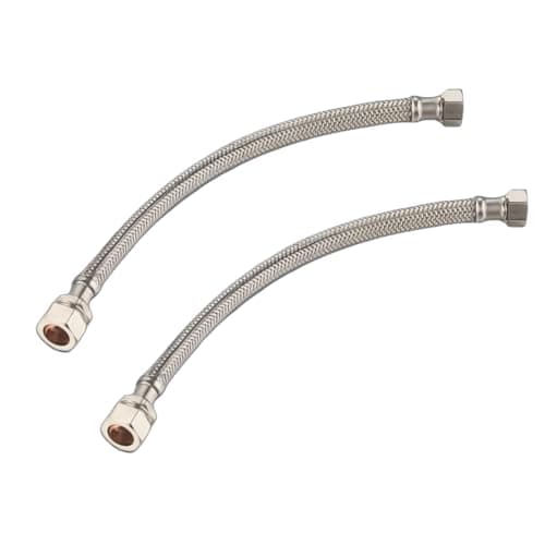 Image of JD Brands 2X 15mm x 1/2" Flexi Tap Connectors – 300mm Braided Hose Inlet Pipe (WRAS Approved) | Flexible Tap & Valve Connectors for Kitchen & Bathroom Plumbing – Pack of 2