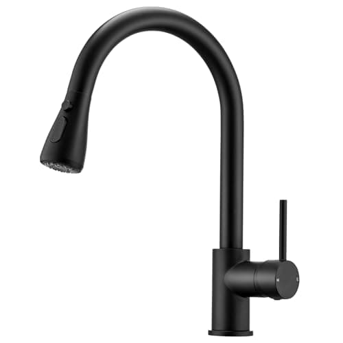Image of Peppermint Black Kitchen Tap with Pull Out Spray, Kitchen Sink Mixer Tap with 3 Mode Spray Head, Single Handle Modern Mono Mixers Bar Taps Faucet with High Arc 360 Swivel Spout