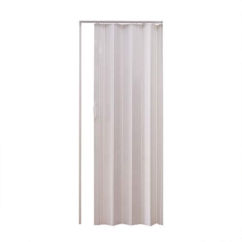 Image of Panana Folding Door Natural Pine Effect PVC Internal Accordion Concertina Sliding Door Thickness:6mm/12mm Brown/Ivory/White/Yellow (6mm, White)
