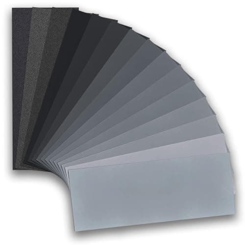 Image of Jinpojun 15 Sheet Sandpaper 80 To 3000 Assorted Grit, 23 x 9 cm Wet and Dry Sandpaper for Cars Polishing Metals Walls Wood Furniture Sanding