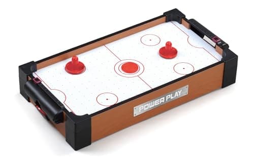 Image of Power Play Air Hockey Table Game, Wooden Portable Table Toys Game for Kids and Adults, 16 inches, Brown