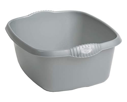 Image of M1SS Large Rectangular Washing Up Plastic Bowl, 12 Litre, Silver High Grade 39cm Basin Kitchen Mixing Bowls Sink Tidy Upcycled Kitchen Sink, Basin Tidy Organizer