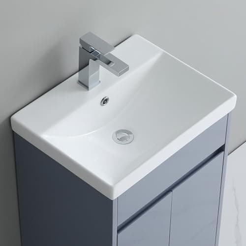 Image of 500mm Bathroom Sink Inset Basin Thick-Edge Ceramic Vanity Cabinet Mounted Wash Basin with Single Tap Hole Overflow