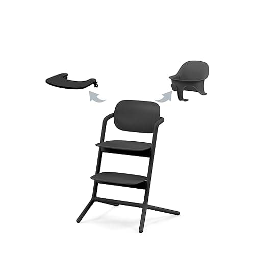 Image of CYBEX Gold LEMO High Chair 3-in-1 Set, Grows with your child, 6 Months - 99 years, Usable from birth thanks to the separate Bouncer, incl. Baby Set and Snack Tray, Aluminium/Plastic, Stunning Black