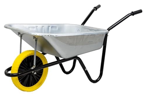 Image of Barrow in a Box Builder 90L Galvanised Wheelbarrow, The Walsall Wheelbarrow Company, Heavy Duty Steel Wheelbarrow with Puncture Proof Wheel