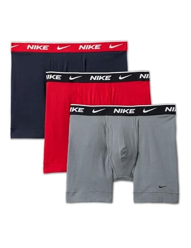 Image of Nike Men`s Essential Micro Boxer Briefs 3 Pack, Navy/Cement/Red, S