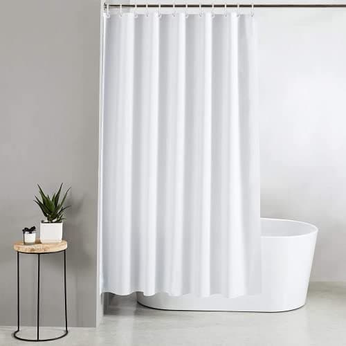 Image of Blue Canyon Extra Long/Wide Shower Curtains | 100% Polyester Shower Curtain | Anti-Bacterial Surface Treatment | Water Repellent| Weighted Hem | 250 X 200cm | 12 Reinforced Eyelets with Hooks (White)
