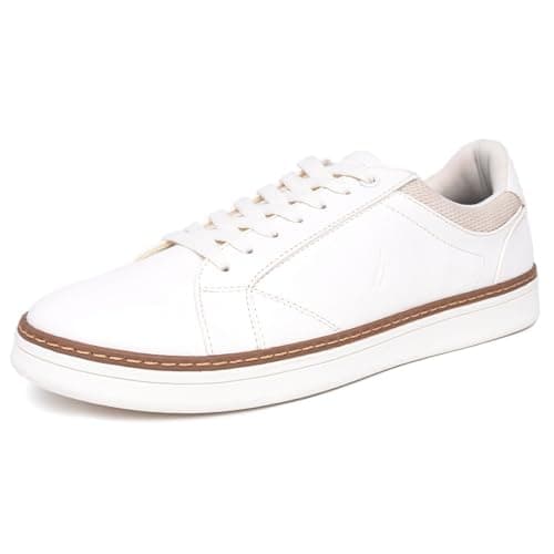 Image of Nautica Men’s Casual Fashion Sneakers – Low Top Tennis Lace-Up Walking Shoes with Comfort Insole and Durable Rubber Sole, White-turvo, 7 UK