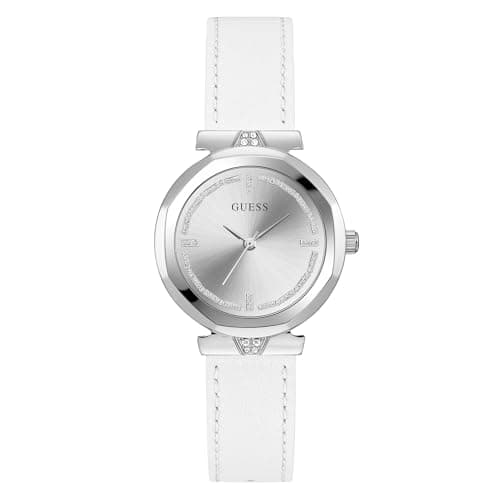 Image of Guess Rumour Women's Leather Watch, Silver, Lanyard