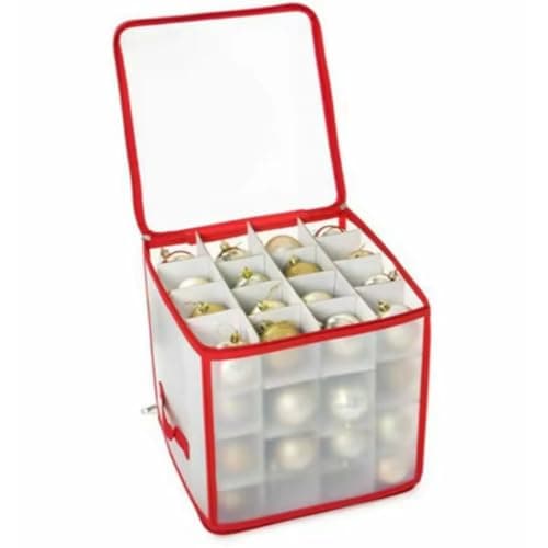 Image of FIND A SPARE Christmas Ornament Storage Box with 64 Compartments Durable Bauble Organizer with Adjustable Dividers & Carry Handles Protects Holiday Decorations from Dust & Damage