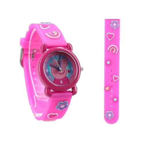 Image of My sweety pop Analogue Watch for Learning Time for Kids - School - Nursery - Nursery - Holiday - Gift Idea Peppa Pig - Pink Strap, Peppa Pig - Pink, Strap.
