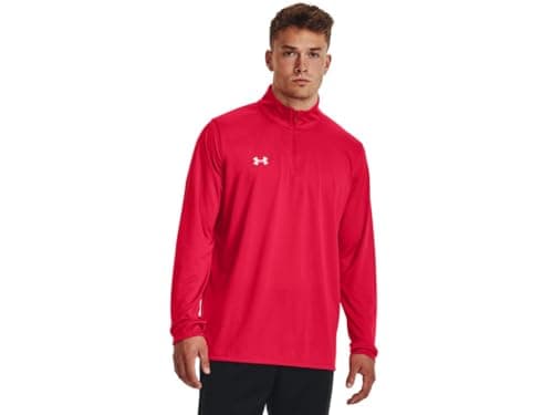 Image of Under Armour Men's Team Tech 1/4 Zip Loose Royal Blue Long Sleeve Shirt, Red / White, XXL