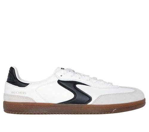 Image of Skechers Women's Hotshot Kickoff Sneaker, White Duraleather/Leather/Black Trim, 3.5 UK