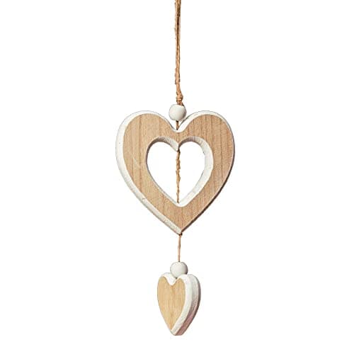 Image of Heart-shaped Wooden Decorative Hanging Handmade Hearts Ornaments for Wedding Party Valentine Christmas Home Decoration Car Decor (#5, 1Pcs)