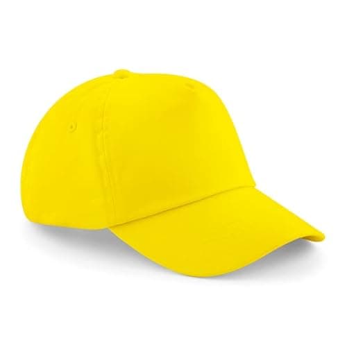 Image of HiFEN® Unisex Kids 5 Panel Pre-Curved Plain Adjustable Baseball Cap Outdoor Summer Sun Hat Yellow