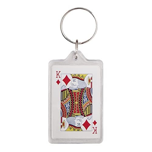 Image of Komonee King of Diamonds Double Sided Key Chain Playing Cards Key Ring Poker Royal Keychain Present Novelty Gift Keyring