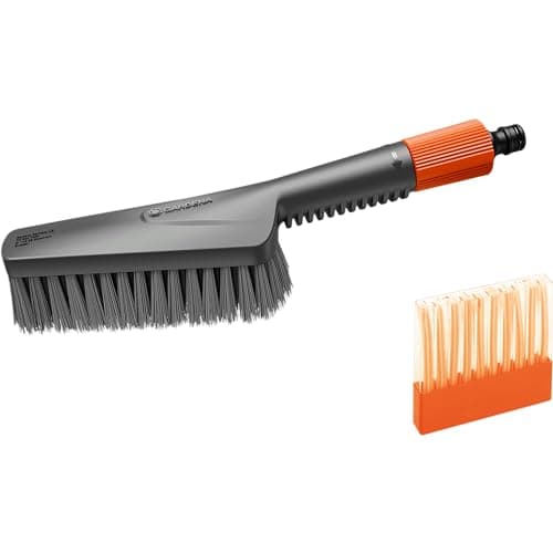 Image of Gardena Cleansystem Wash Set with Hand-Held Brush M Soft: Wet Cleaning Brush for Smaller, Sensitive Surfaces, with Water-Flow Regulation, incl. soap Sticks for Effective Washing (18863-20)