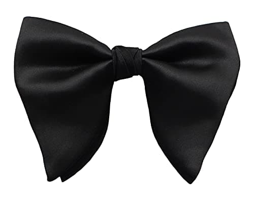 Image of Lovacely Mens Oversized Satin Silk Bow Tie Solid Color Formal Tuxedo Big Bowtie, C- Black, One size