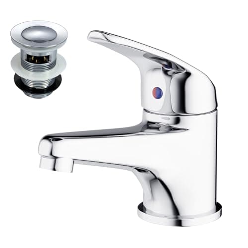 Image of Nes Home Basin Sink Tap Chrome Mono Mixer Single Lever Handle Bath Filler (Basin Mono with Waste)