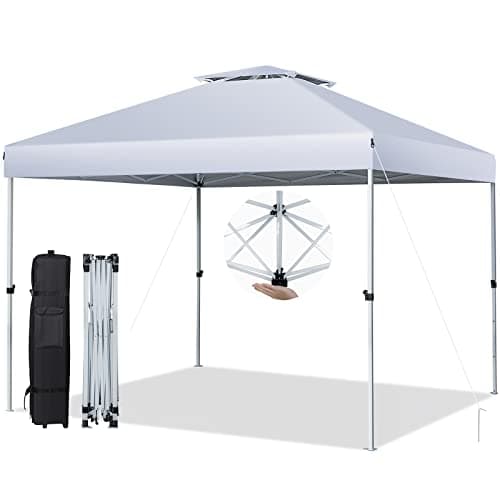 Image of COSTWAY 3m x 3m Pop Up Canopy Tent, Height Adjustable Garden Gazebo Shelter with Carry Bag, Stakes & Ropes, UV50+ Sun Protection Waterproof Marquee Party Tent (White, 305 x 305 x 217-275 cm)