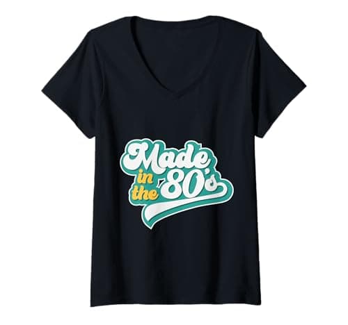 Image of Womens Made In the 80's Graphic Distressed Born In 80s Gift V-Neck T-Shirt