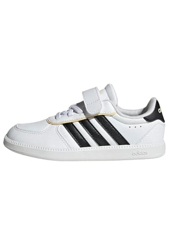 Image of adidas Unisex Kids BREAKNET Sleek Shoes Children, FTWR White/core Black/Orange Tint, 1.5 UK