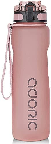 Image of ADORIC Sports Water Bottle 1L, BPA Free Tritan Non-Toxic Plastic Sport Water Cup, Durable Leak Proof Water Bottle with Filter, Flip Top (Pink-1000ml)
