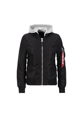 Image of Alpha Industries MA-1 Hooded Bomber Jacket for Ladies Black/Chrome
