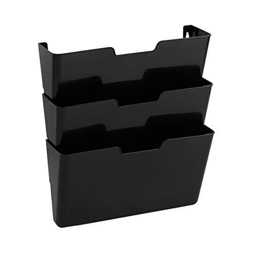 Image of Amazon Basics Hanging 3 Tier Wall File Organizer, 3 count (Pack of 1), Letter Size, 33 x 38 cm, Black