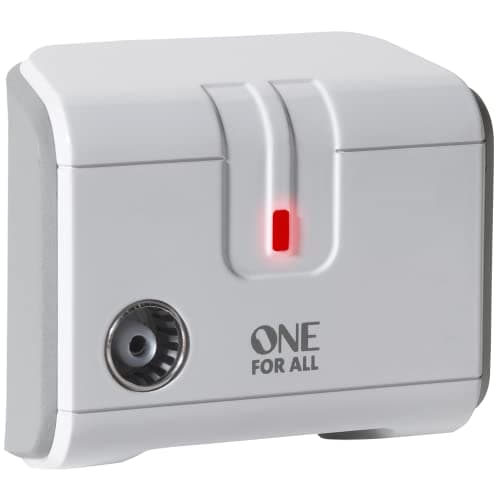 Image of One For All Signal Booster/Splitter for TV - 1 Outputs - 23dB (14x amplified) - Plug and Play - For interference free reception - Full HD compatible - white - SV9601