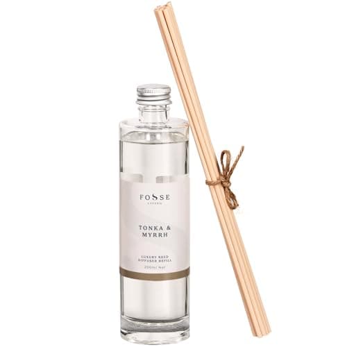 Image of Tonka & Myrrh Reed Diffuser Refill 200ml + 10 Reeds | Rich & Warm | Vegan & Paraben Free | Handmade in UK - Fosse Living
