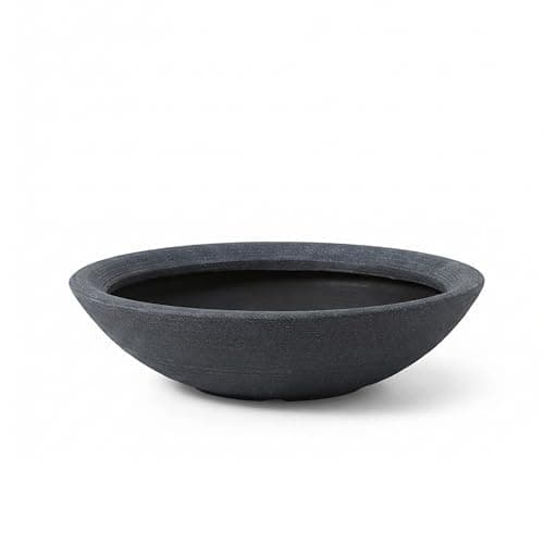 Image of Stewart Varese 60cm Low Bowl Planter – Millstone Grey with Drainage Holes