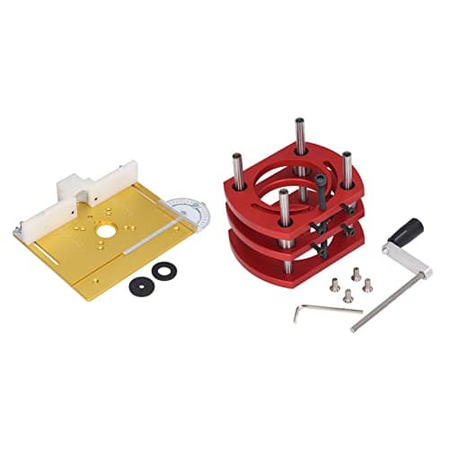 Image of Woodworking Table Plate, Router Lift with Top Plate Router Lifting Base Woodworking Slotting Trimming Chamfering Table Top (Gold)