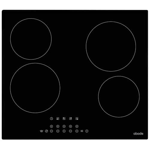 Image of Abode Electric Hob 59cm Ceramic Cooktop with 4 Cooking Zones, 9 Power Levels, Touch Control & Easy Clean, Safety Cut Off, Timer & LED Display, Child Lock & Keep Warm Features A60EH301B