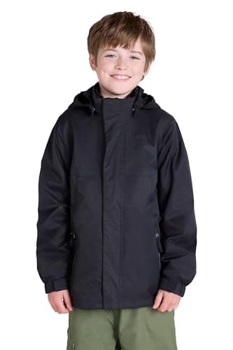 Image of Mountain Warehouse Bracken Extreme Kids 3 in 1 Jackets - Waterproof Boys & Girls Rain Jacket, Breathable, Taped Seams, Mesh Lined Kids Coat - For Spring Summer Black Teen Size 13 Years