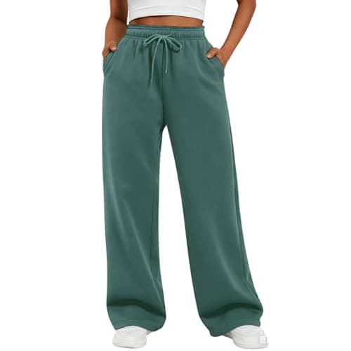 Image of Joggers for Women UK Women's Clothing Wide Leg Trousers Sweatpants Lounge Pants Tracksuit Bottoms Baggy Ladies Trousers Jogging Bottoms Fleece Lined Straight Leg Elasticated Waist Fashion Clothes