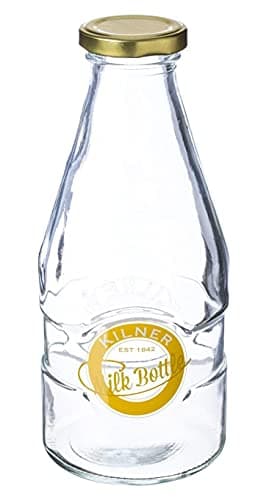 Image of Kilner Clip Top Glass Bottles Milk Bottles Gin Perfume Bottles Carafe Clip Top (568ml Milk Bottle, Set of 5)…