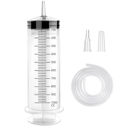 Image of GOLDEROC 1000cc Oil Suction Syringe with 110cm Tube,Large Capacity Plastic Syringe or Liquids, reusable syringe for brake fluid, gear oils, coolant, engine, oil extractor, transfer pump