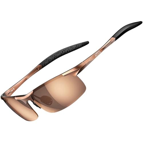 Image of ATTCL Men's Sports Polarized Sunglasses For Driver Golf Fishing Unbreakable Metal Frame (Brown-frame/Brown lens(not mirrored))