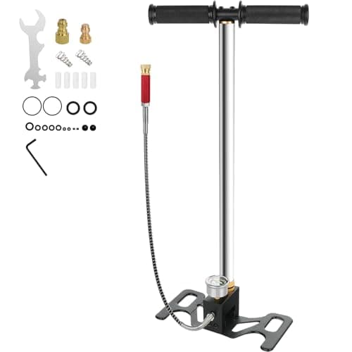Image of PCP Gun Pump 3 Stage Hand Pump, 6000 PSI High Pressure, Stirrup Pump with High Grade Stainless Steel for PCP Cylinder Airgun Rifle, Scuba Tank, Paintball